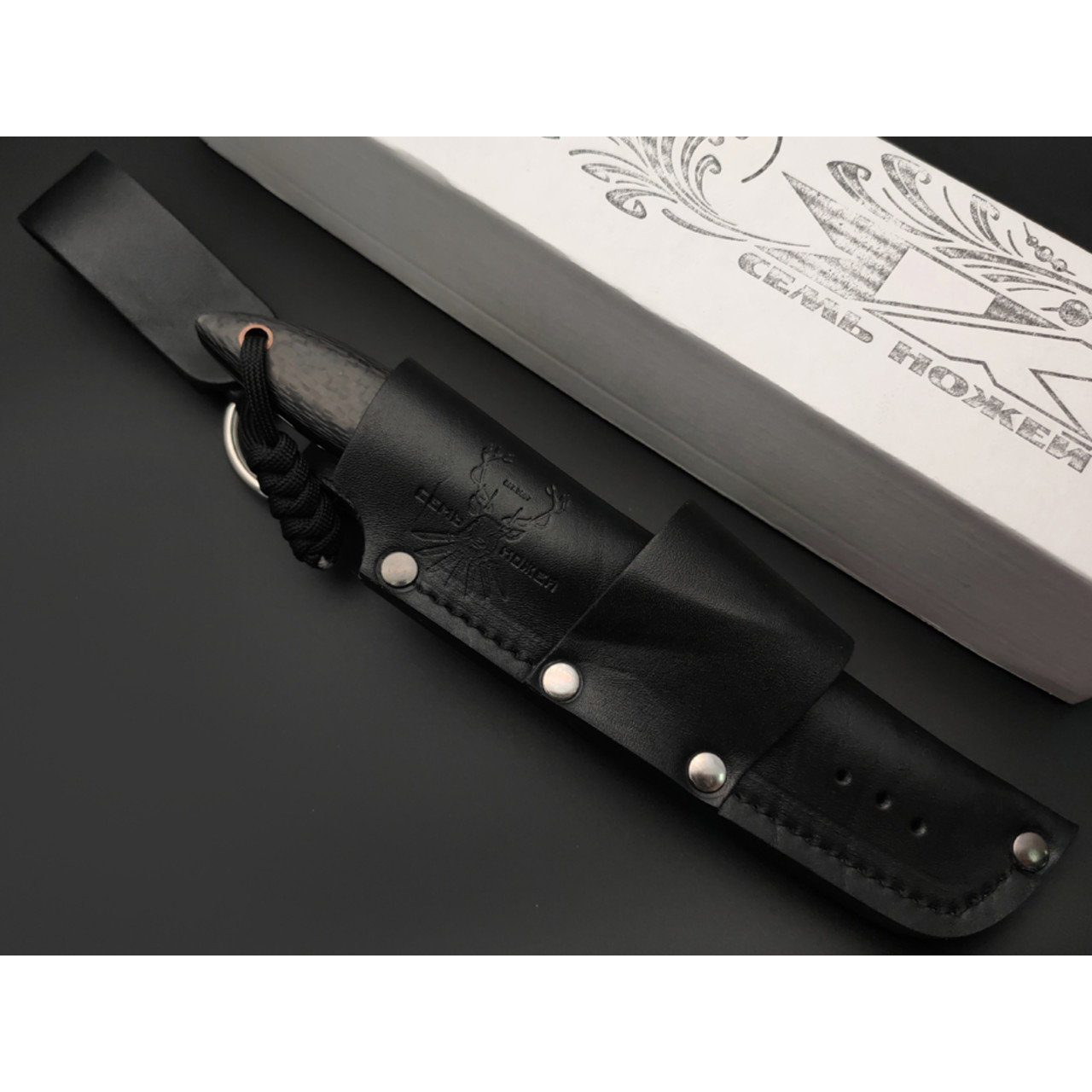 7 ножей нож Канадец сталь PGK satin, рукоять Carbon fiber, G10 black, мозаичный пин