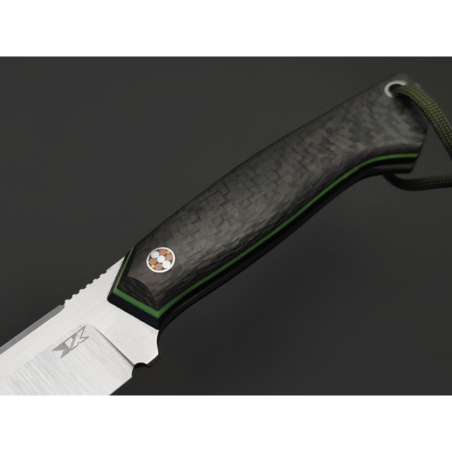 7 ножей нож Айсберг сталь N690 satin, рукоять Carbon fiber, G10 black & green, мозаичный пин