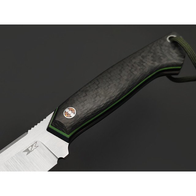 7 ножей нож Айсберг сталь N690 satin, рукоять Carbon fiber, G10 black & green, мозаичный пин