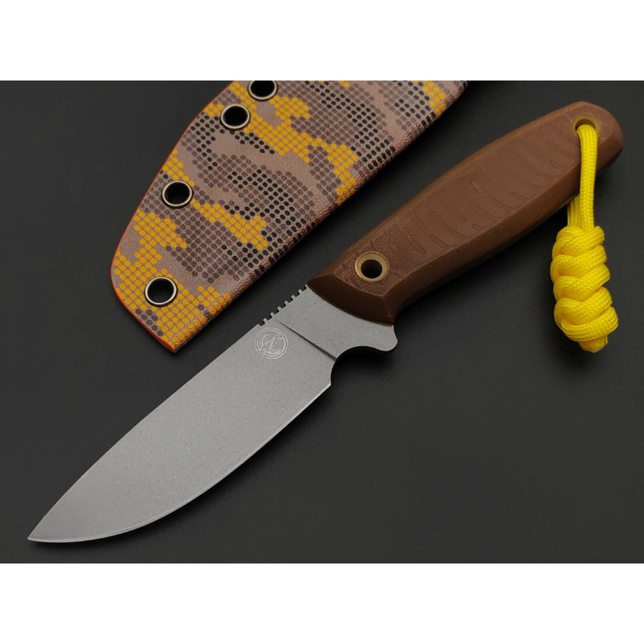 7 ножей нож Handy малый сталь VG-10 bead blast, рукоять G10 brown, ножны Kydex orange & camo dots