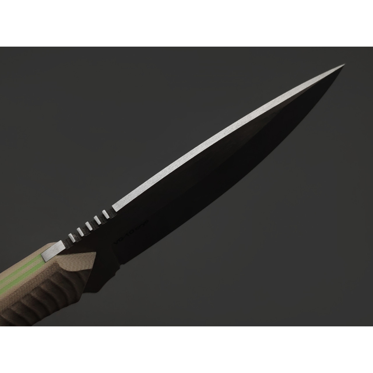 7 ножей нож Пиранья гибрид сталь VG-10 satin, рукоять G10 tan & green
