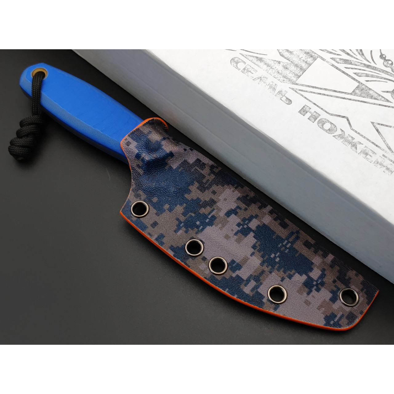7 ножей нож Handy малый сталь VG-10 bead blast, рукоять G10 blue, ножны Kydex orange & camo digital