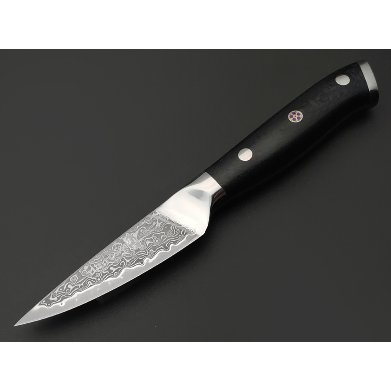 TuoTown D.JS Paring 613512 сталь Damascus VG-10, рукоять Carbon fiber