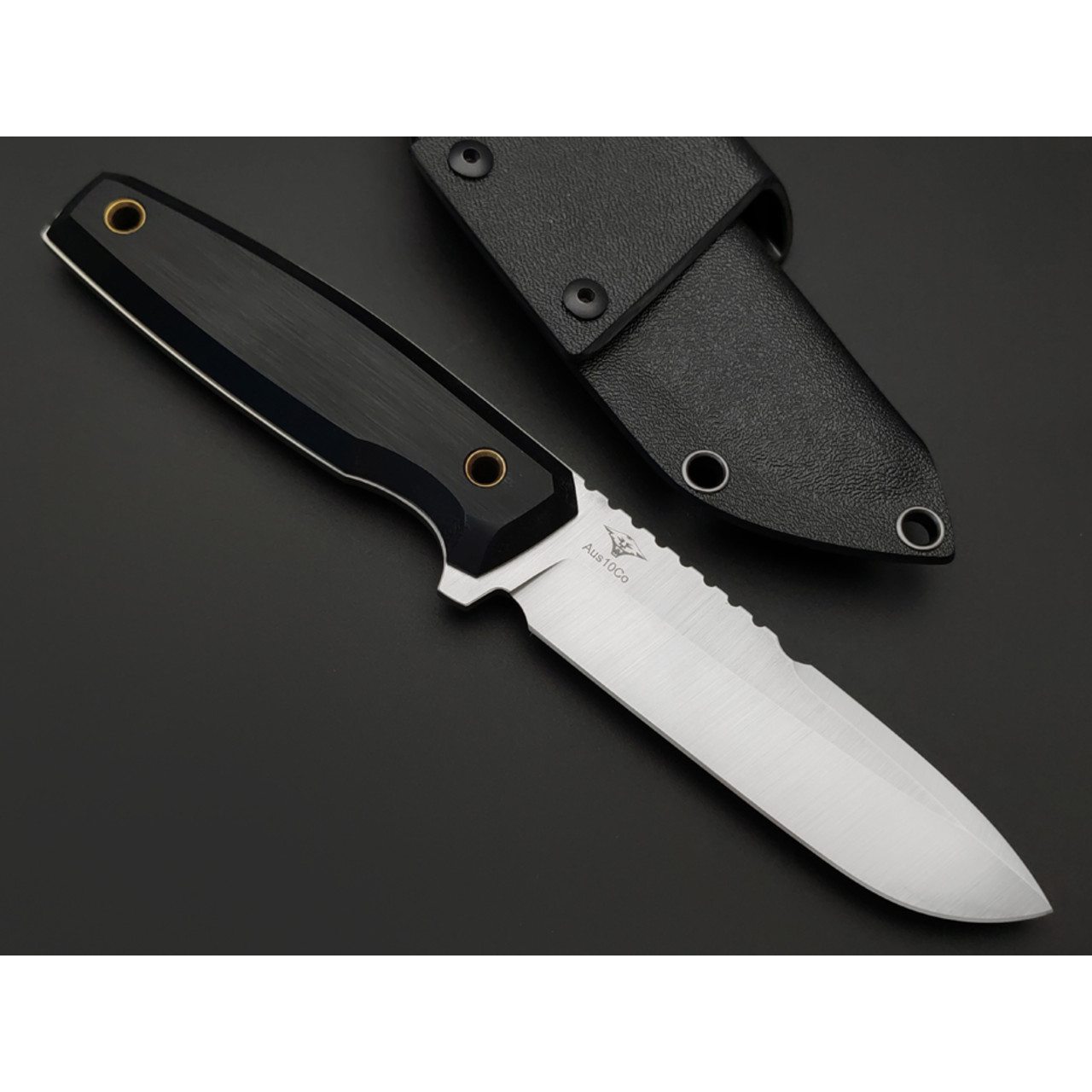Нож с Котом Тир сталь Aus-10Co satin, рукоять G10 black, Kydex black