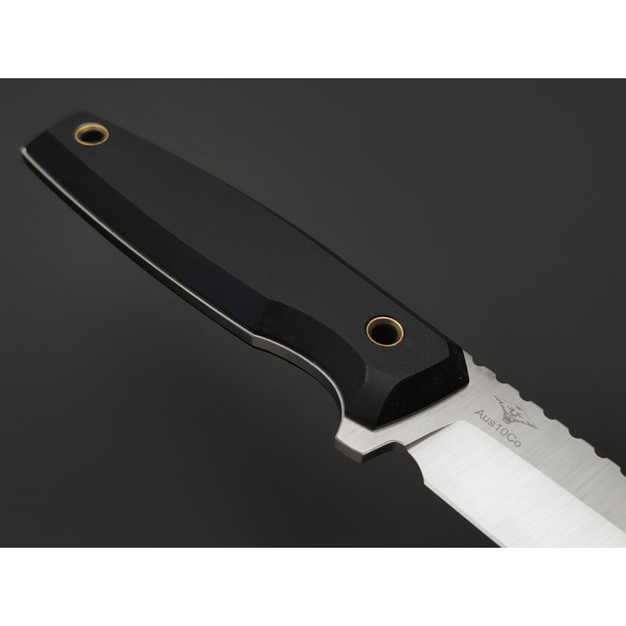 Нож с Котом Тир сталь Aus-10Co satin, рукоять G10 black, Kydex black