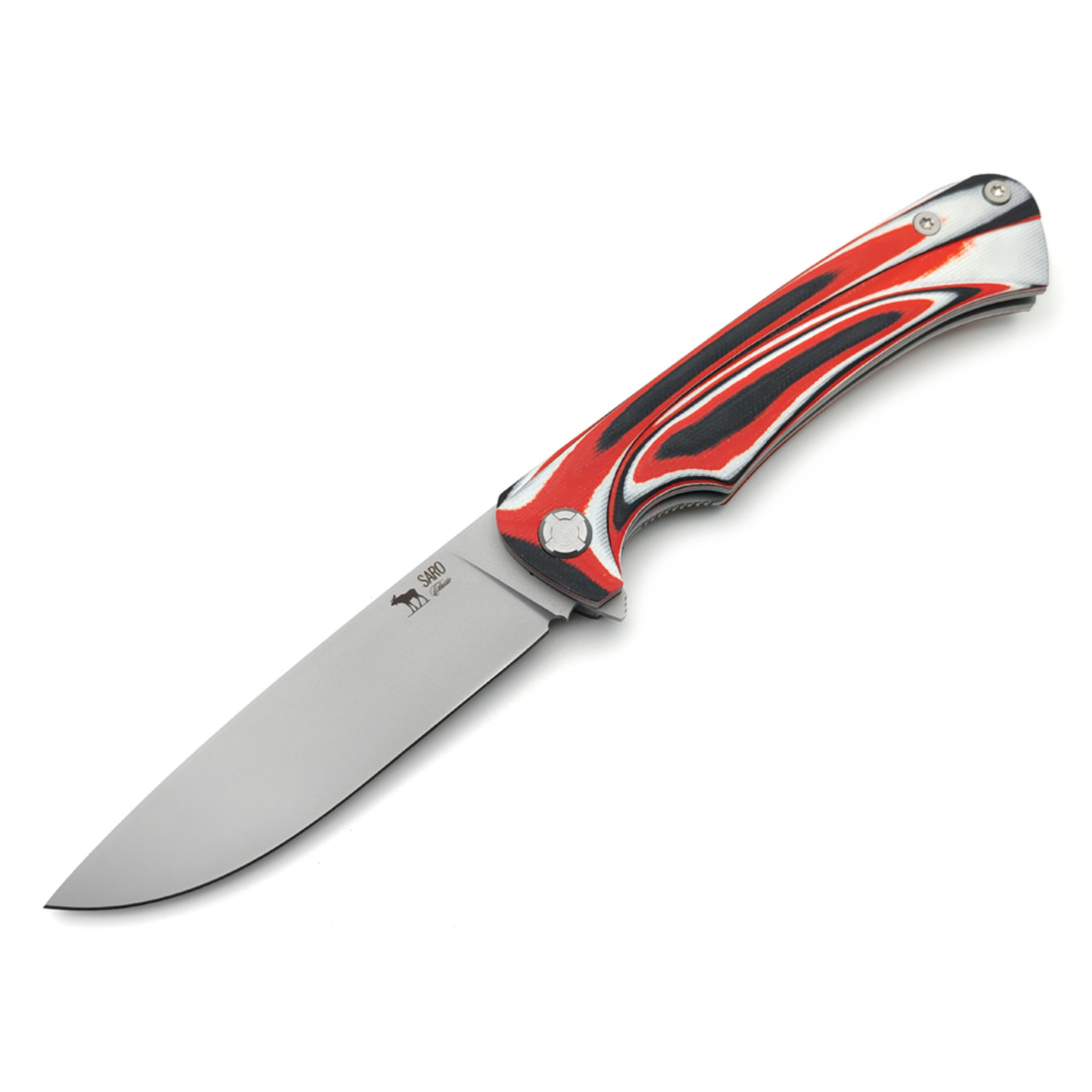Saro нож Чиж Плюс, сталь Aus-10, рукоять G10 red, black & white