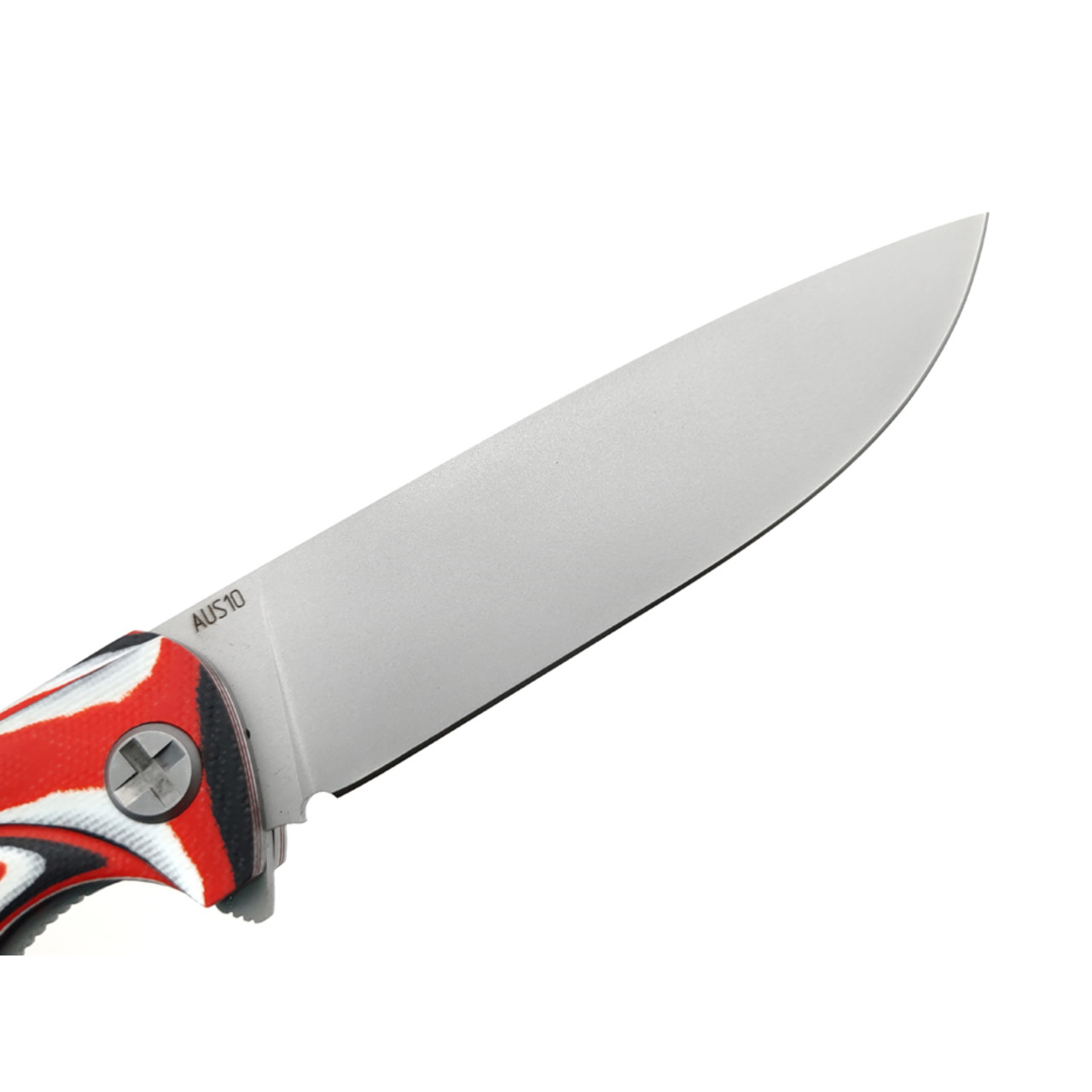 Saro нож Чиж Плюс, сталь Aus-10, рукоять G10 red, black & white