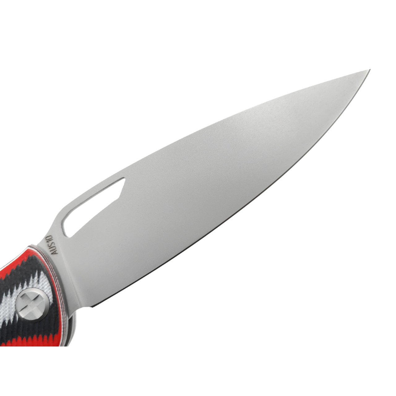 Saro нож Кайман EVO сталь K110 bead blast, рукоять G10 red, black & white