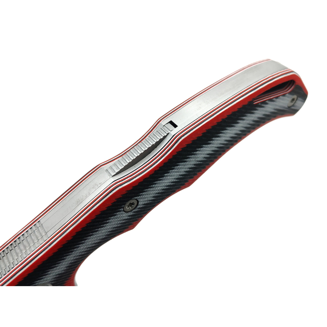 Saro нож Кайман EVO сталь K110 bead blast, рукоять G10 red, black & white