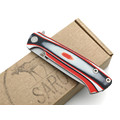 Saro нож Чиж Next сталь Aus-10, рукоять G10 red, white & black