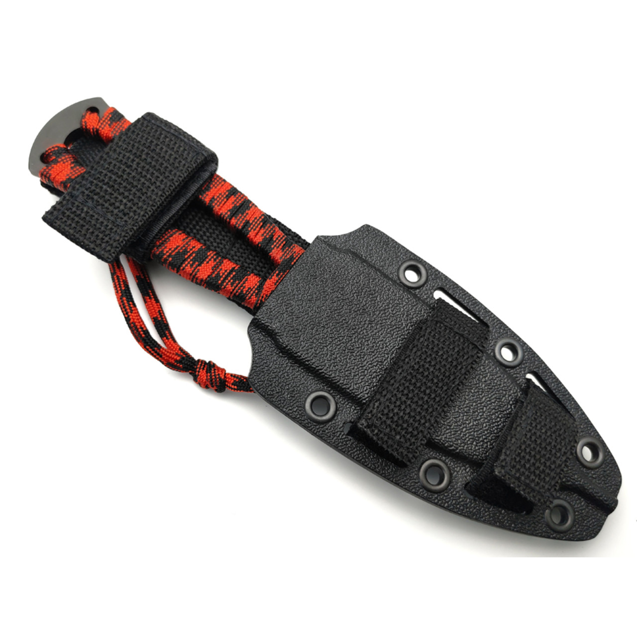 Saro нож Лис 7 сталь 65Г black oxide, рукоять Paracord black & red