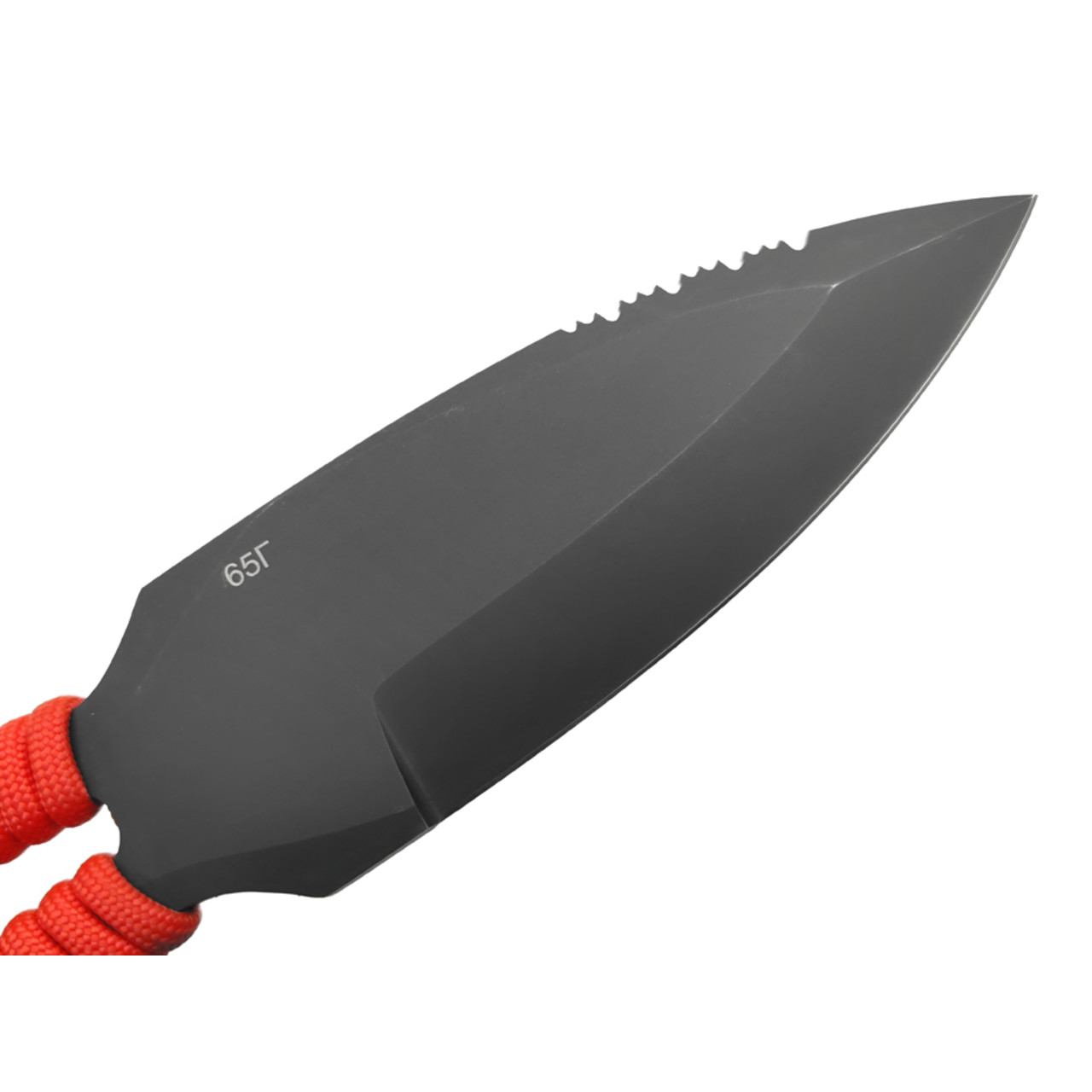 Saro нож Лис 7 сталь 65Г black oxide, рукоять Paracord red