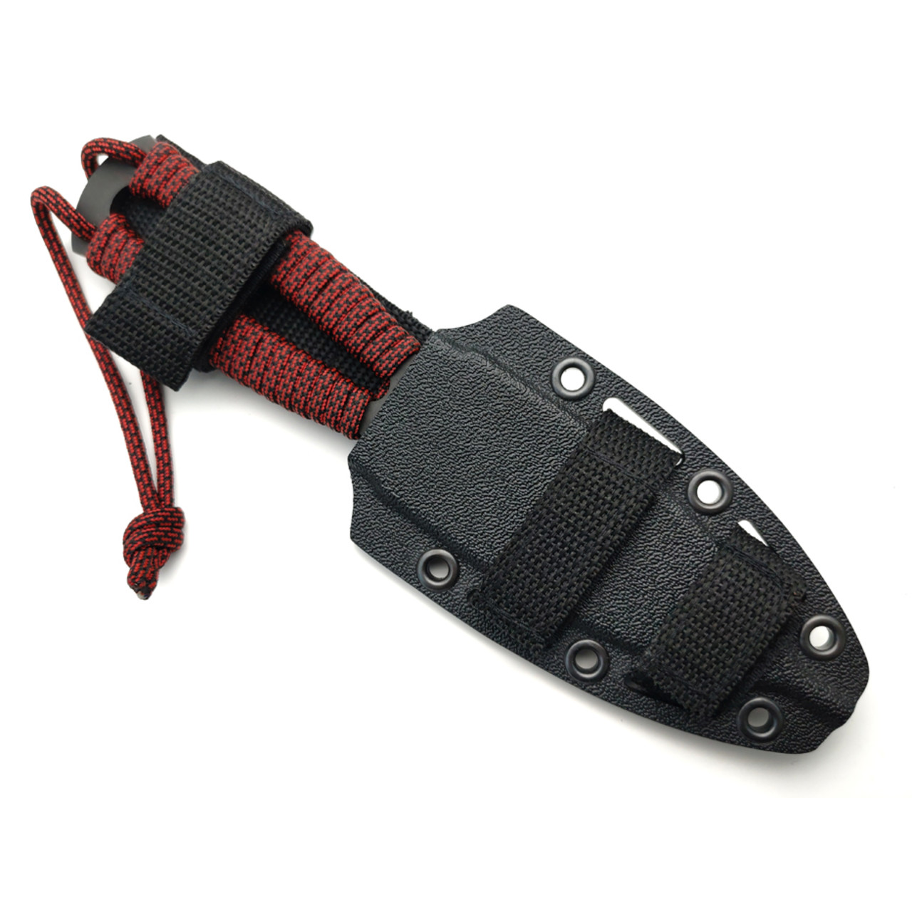 Saro нож Лис 7 сталь 65Г black oxide, рукоять Paracord red chain