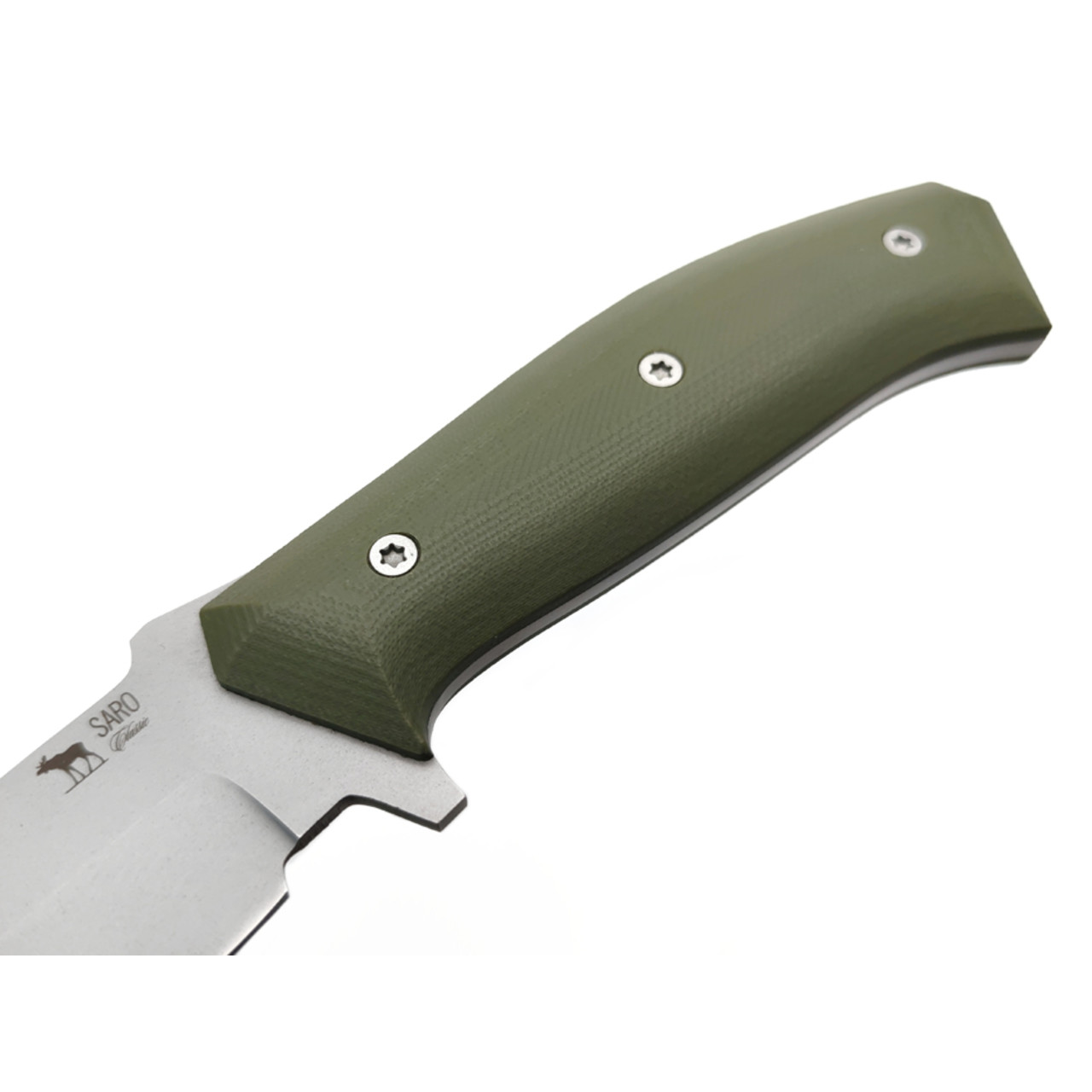 Saro нож Егерь сталь Aus-10 bead blast, рукоять G10 olive