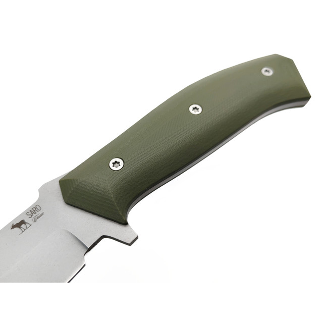 Saro нож Егерь сталь Aus-10 bead blast, рукоять G10 olive