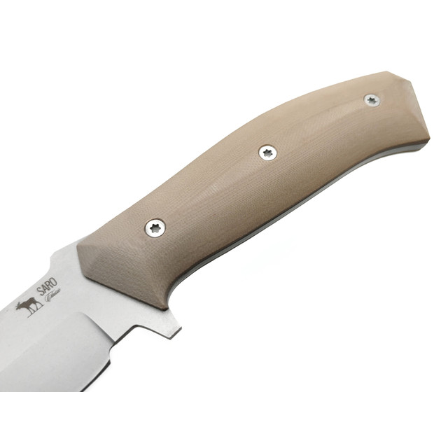 Saro нож Егерь сталь Aus-10 bead blast, рукоять G10 tan