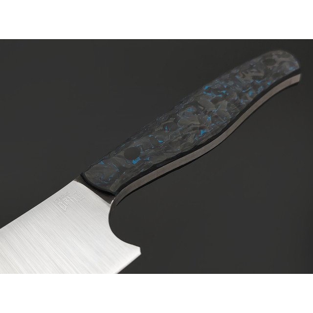 BRK кухонный нож Santoku 13 см сталь ELMAX, рукоять Carbon fiber blue