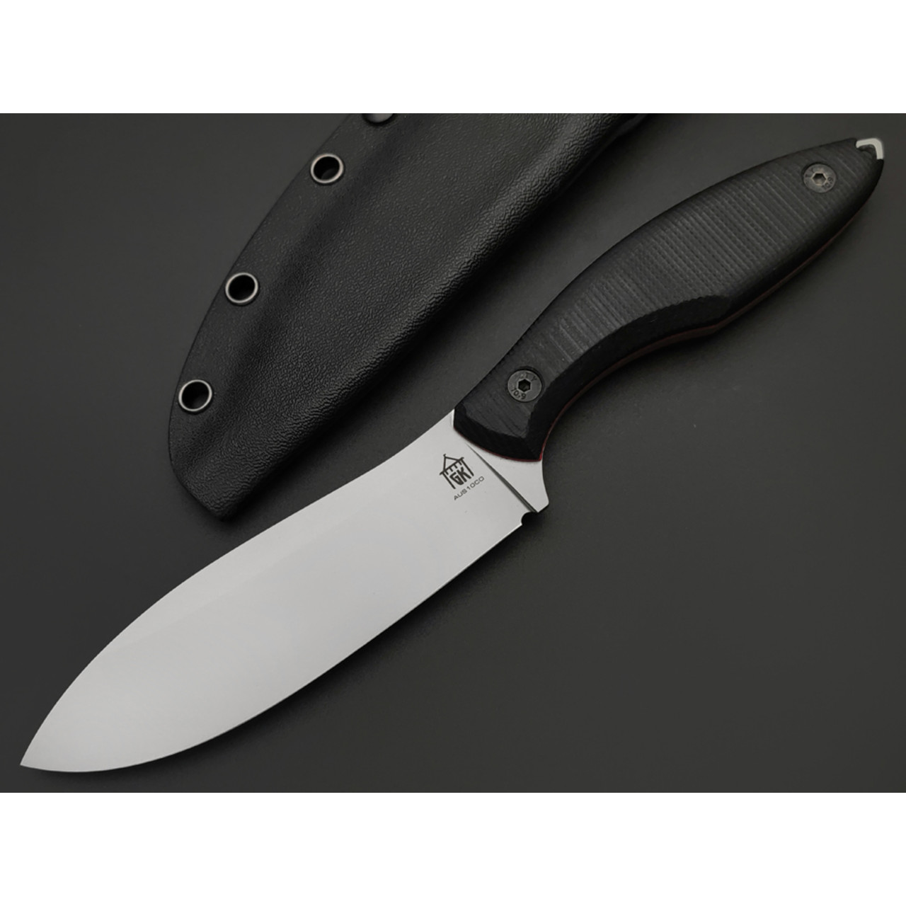 Град Горький нож Канадец сталь Aus-10Co bead blast, рукоять G10 black & red