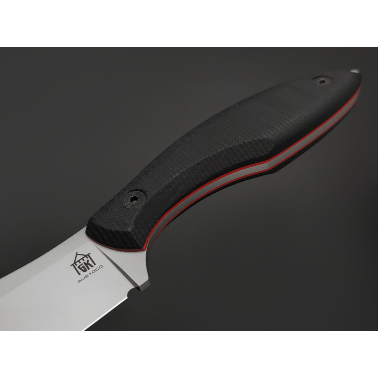 Град Горький нож Канадец сталь Aus-10Co bead blast, рукоять G10 black & red