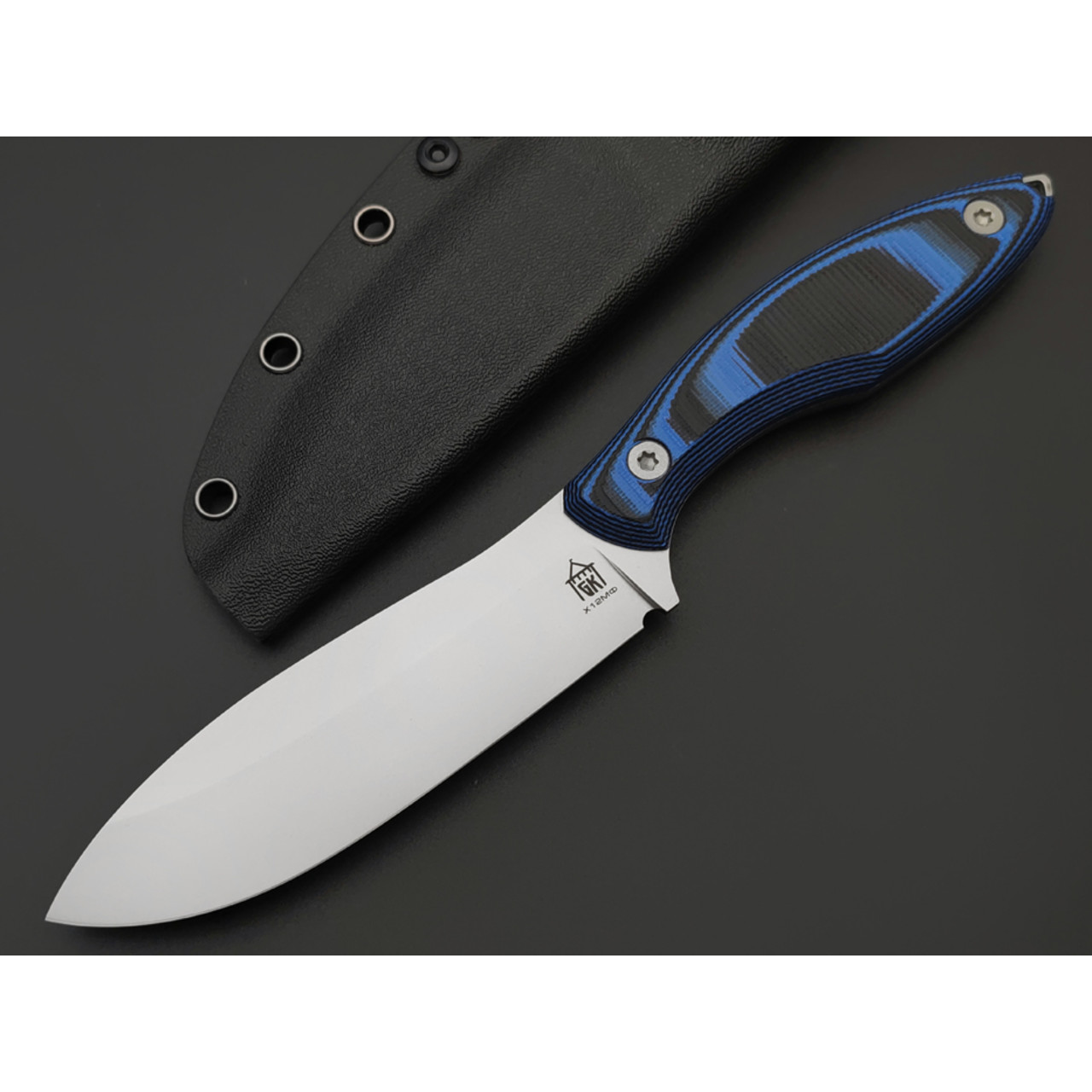Град Горький нож Канадец сталь Х12МФ bead blast, рукоять G10 black & blue