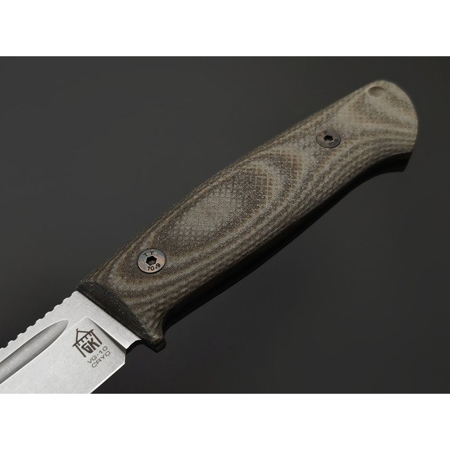 Град Горький нож Тигр сталь VG-10 стоунвош, рукоять Micarta grey & olive
