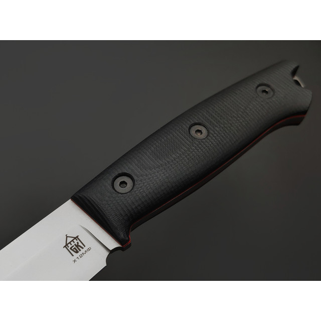 Град Горький нож Универсал сталь Х12МФ bead blast, рукоять G10 black & red