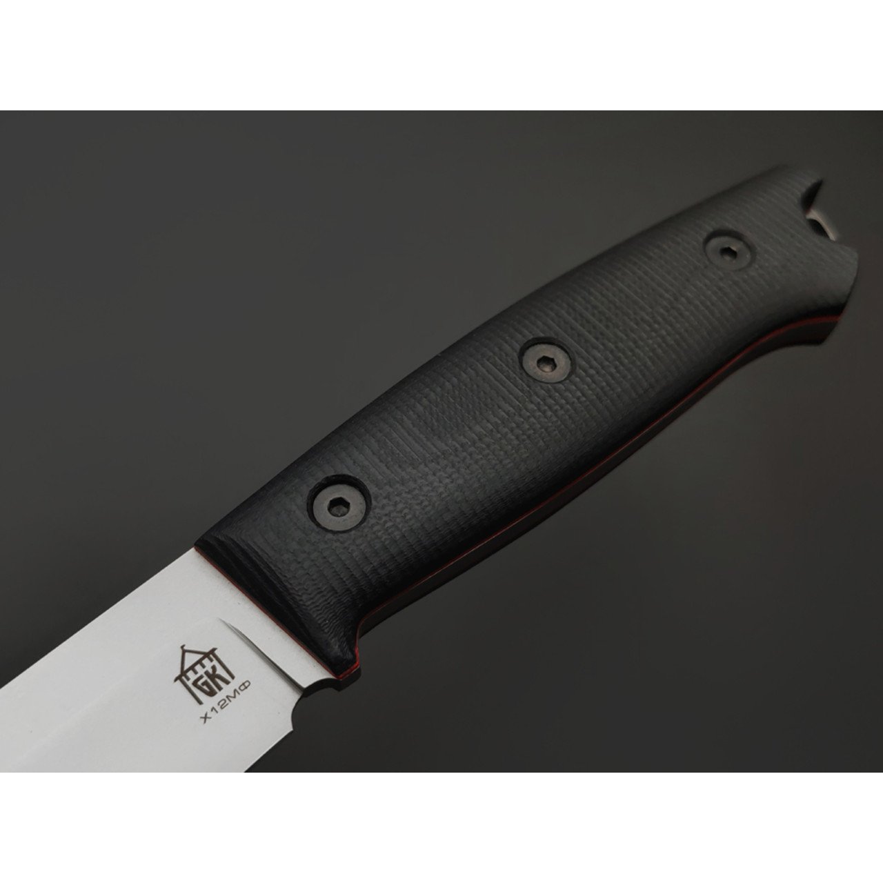 Град Горький нож Универсал сталь Х12МФ bead blast, рукоять G10 black & red