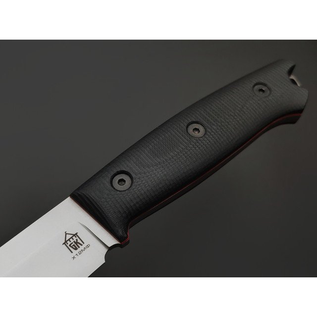 Град Горький нож Универсал сталь Х12МФ bead blast, рукоять G10 black & red