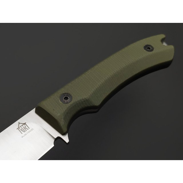 Град Горький нож Леший спуски конвекс сталь Aus-10Co satin, рукоять G10 olive