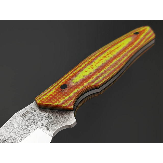 BRK нож Спанто сталь VG-10 satin, рукоять Micarta orange & neon yellow