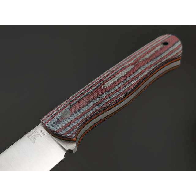BRK нож Лоцман спуски конвекс сталь N690 satin, рукоять Micarta grey & bordo