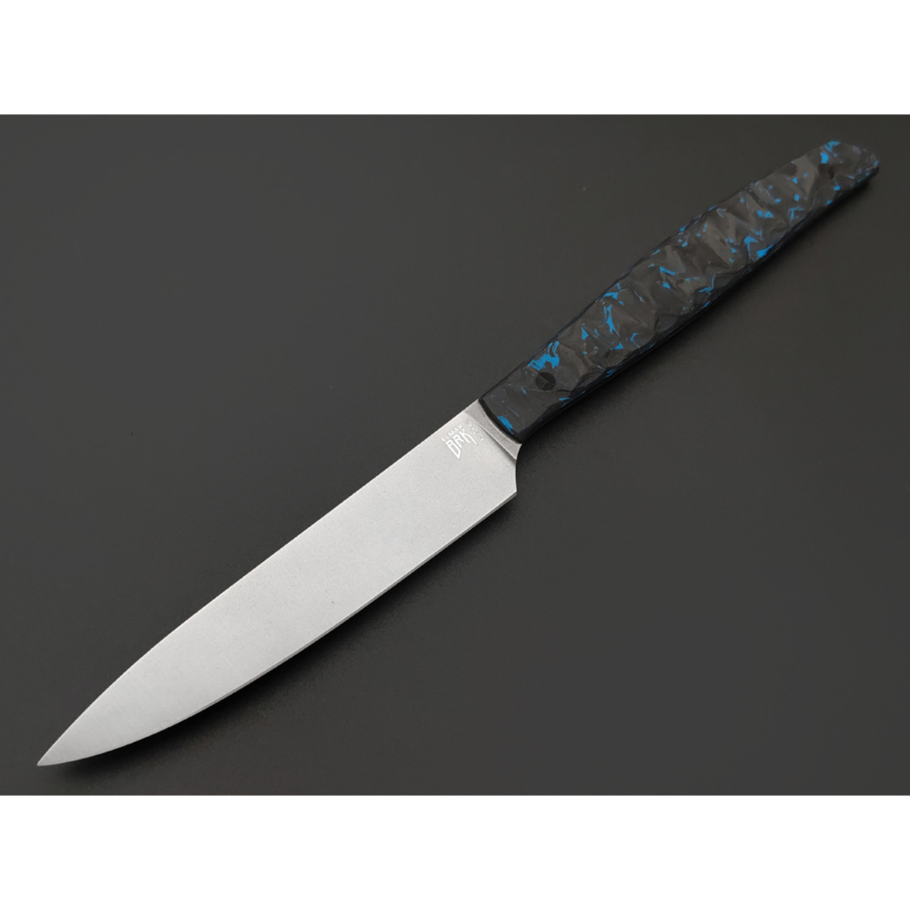 BRK нож овощной Семечка сталь Elmax bb, рукоять Carbon fiber chaotic blue