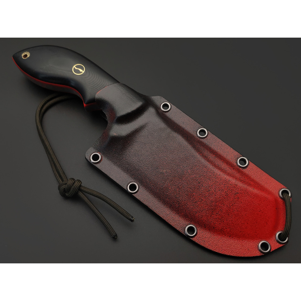Волчий Век нож Кондрат 222 Custom "Бу!" v13.5 сталь 1.4116 WA худ. травление, рукоять G10 black & red, мозаичные пины