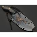 Волчий Век нож Кондрат 12 Custom сталь 95Х18 WA худ. травление, рукоять Carbon fiber, латунь