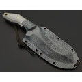 Волчий Век нож Кондрат 222 Custom v13.5 сталь 1.4116 WA травление дамаскаж, рукоять Silver Twill, Carbon fiber, латунь