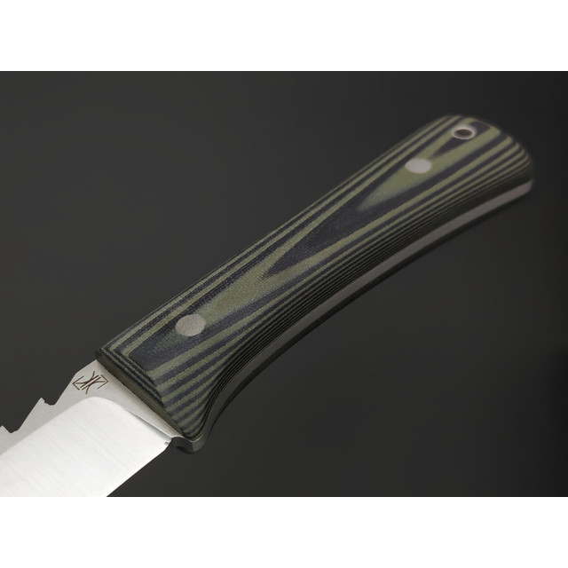 Кузница Ковчег нож Цельнометаллический с пилой сталь VG-10, рукоять Micarta black & olive