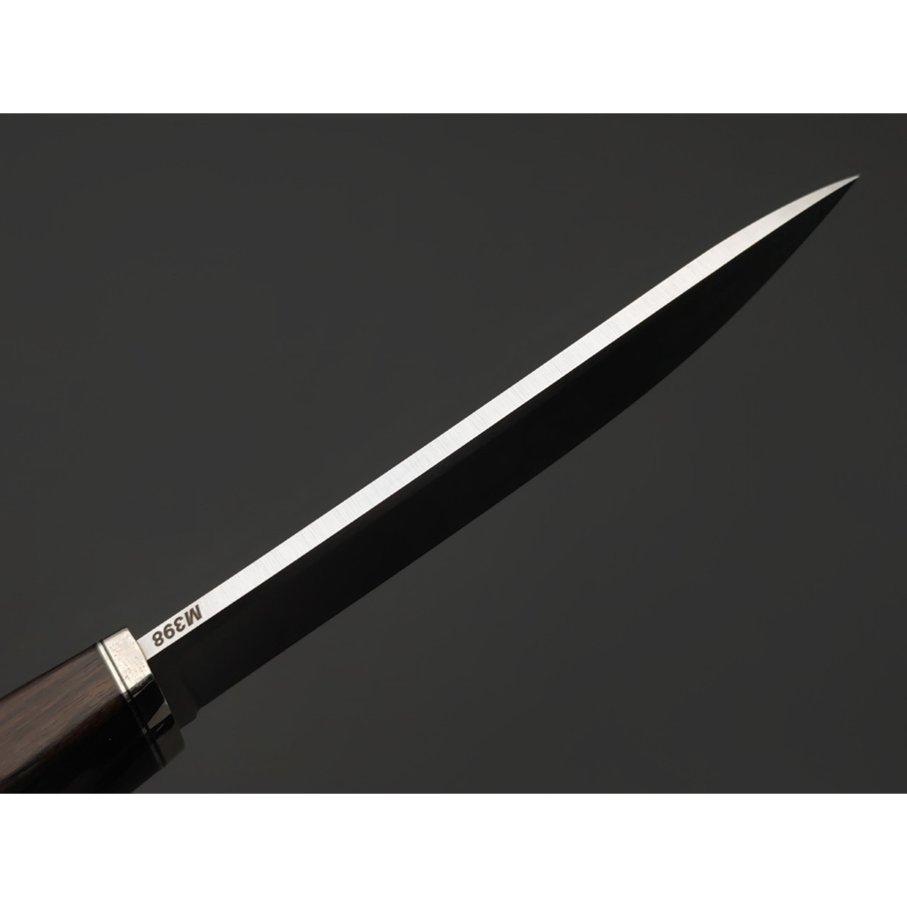 Кузница Ковчег нож Варяг сталь M398, рукоять Blackwood, зуб мамонта, мельхиор