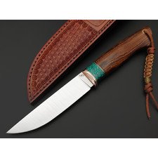 Кузница Ковчег нож Скаут сталь M398, рукоять Айронвуд, Silver Twill green, мокумэ-ганэ