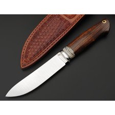 Кузница Ковчег нож Таёжный сталь S390 satin, рукоять Айронвуд, зуб мамонта, мельхиор