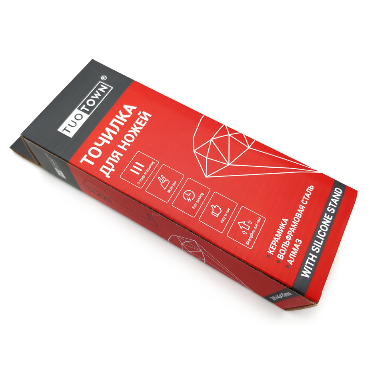 TuoTown точилка 3 в 1 S302-GR graphite, керамика, вольфрамовая сталь, алмаз