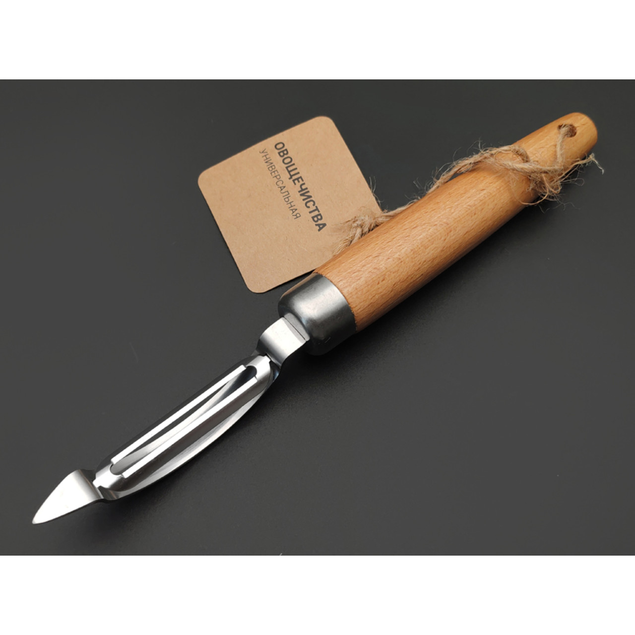 TuoTown Овощечистка 23004 Stainless steel, деревянная рукоять