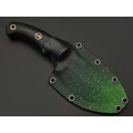 Волчий Век нож Drago Custom сталь N690 WA худ. травление, рукоять G10 black, carbon fiber green Волчий Век нож Drago Custom сталь N690 WA худ. травление, рукоять G10 black, carbon fiber green
