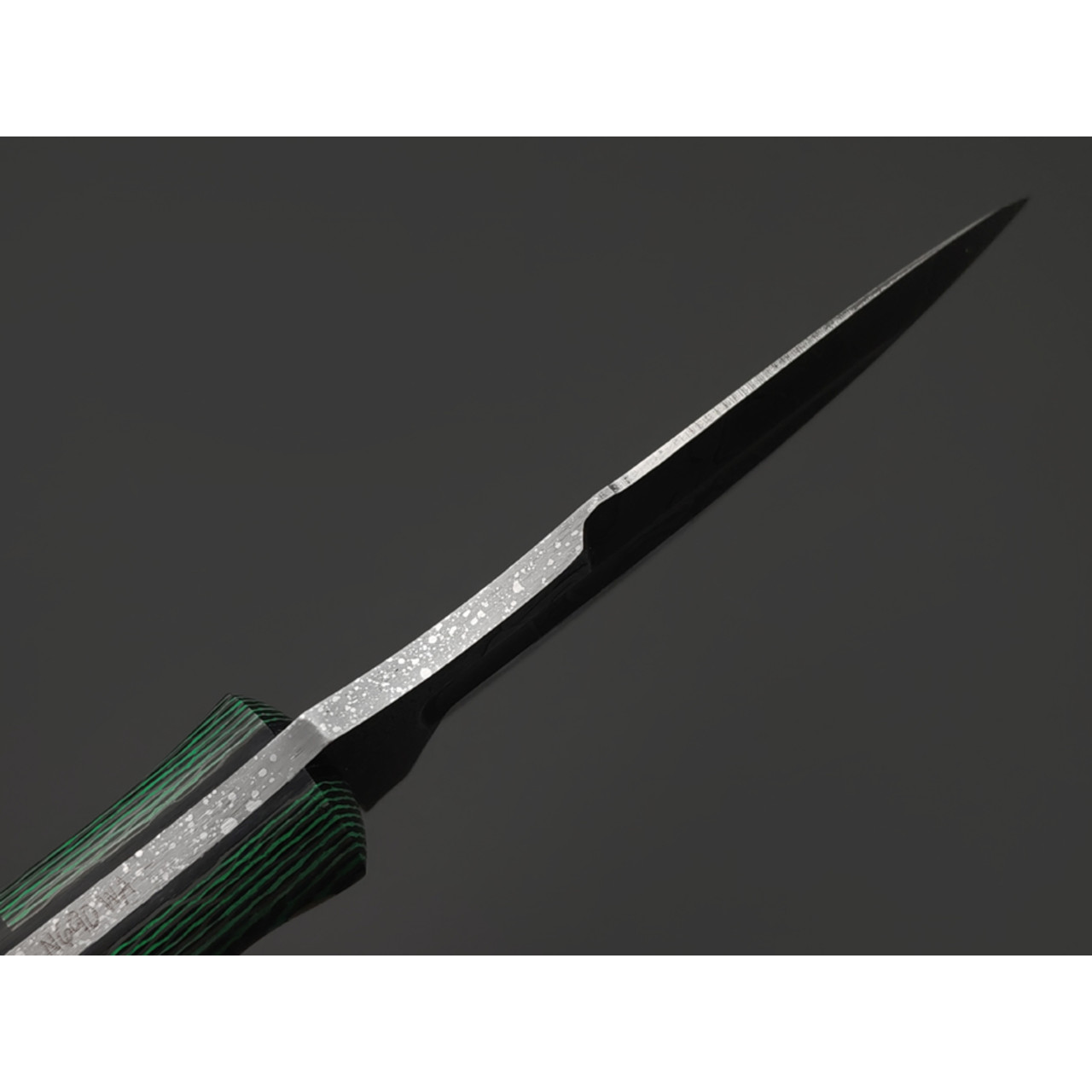 Волчий Век нож Drago Custom сталь N690 WA худ. травление, рукоять G10 black, carbon fiber green