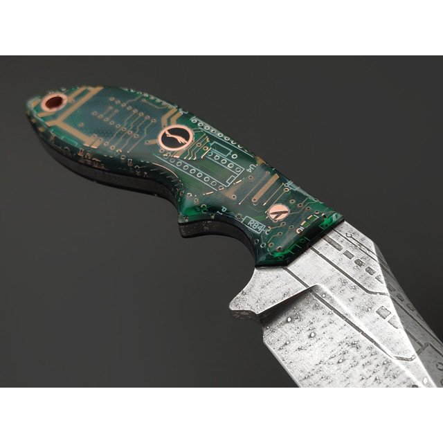 Волчий Век нож Кондрат 12 Custom "Тыжпрограммист Edition" сталь 95Х18 WA худ. травление, рукоять авторский композит, медь