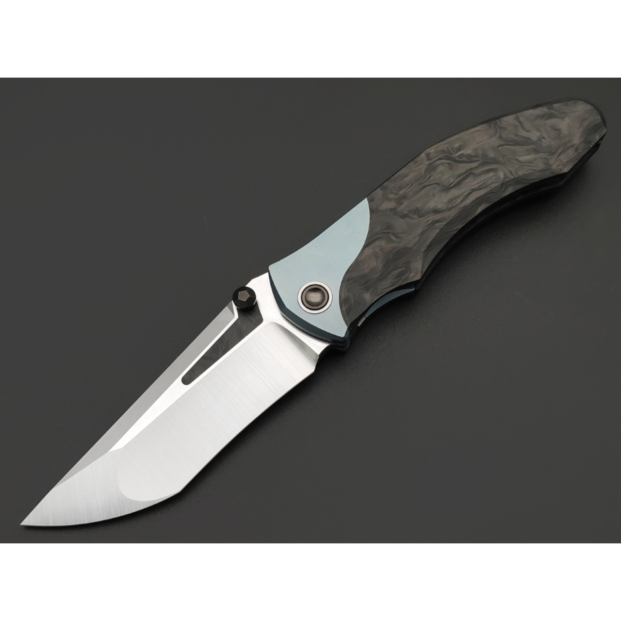 TuoTown складной нож Uro TUR-MKC-BL сталь TMAX satin, рукоять Carbon fiber, Titanium TC4 blue