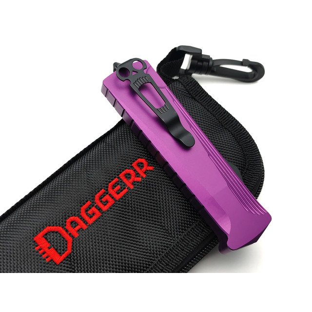 Daggerr нож автоматический Кощей Фиолетовый сталь D2 блэквош, рукоять Aluminum anodized purple