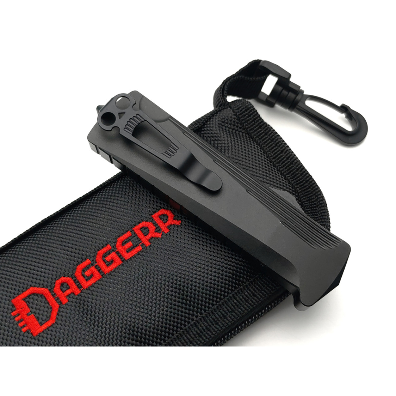 Daggerr нож автоматический Кощей Чёрный сталь D2 блэквош, рукоять Aluminum anodized black