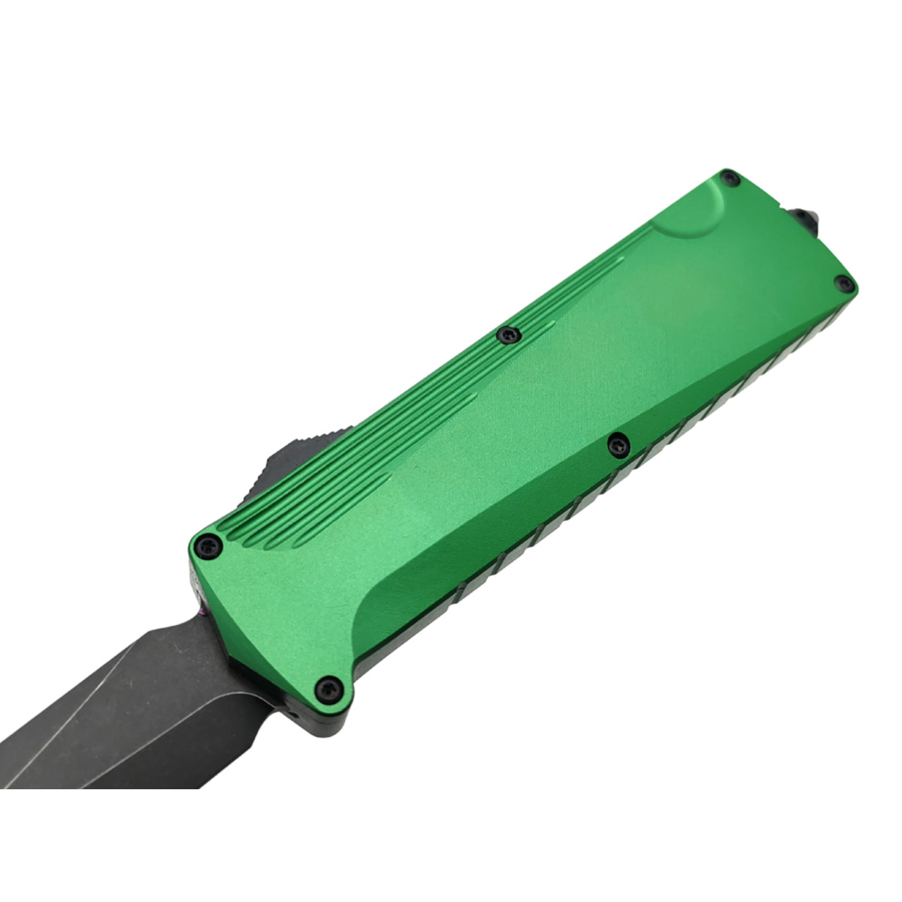 Daggerr нож автоматический Кощей Ядовитый сталь D2 блэквош, рукоять Aluminum anodized green