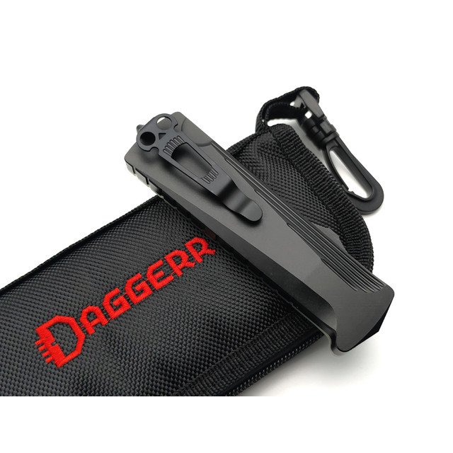 Daggerr нож автоматический Кощей Квайкен сталь D2 блэквош, рукоять Aluminum anodized Black, G10 jade