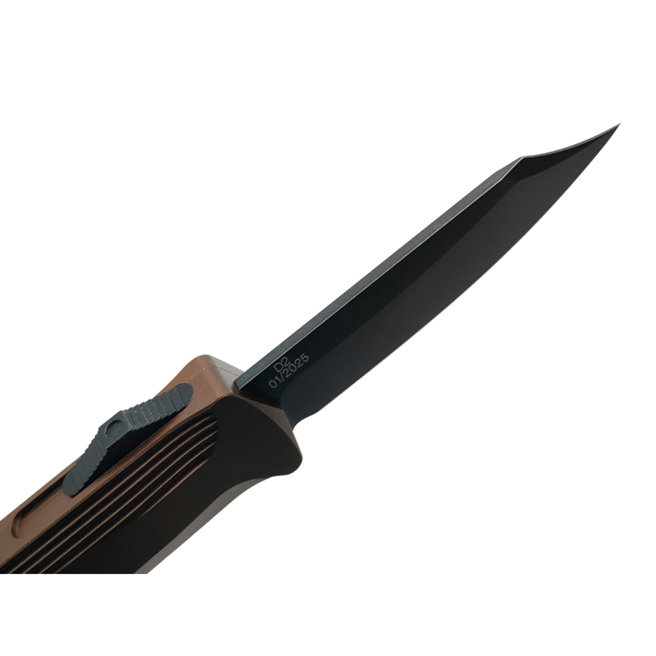 Daggerr нож автоматический Кощей Боуи сталь D2 блэквош, рукоять Aluminum anodized Bronze